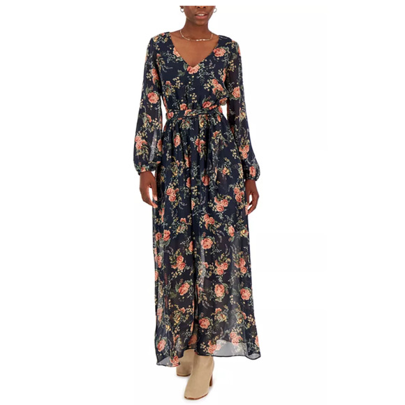 I.N.C. INTERNATIONAL CONCEPTS Maxi Dress 8 Blue Print Tidal Floral Boho NWT - Picture 1 of 16
